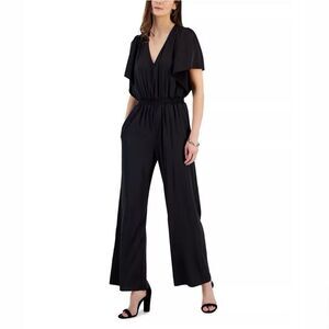 INC Women’s Medium NWT Black Flutter Batwing Sleeve V Neck Formal Party Romper M